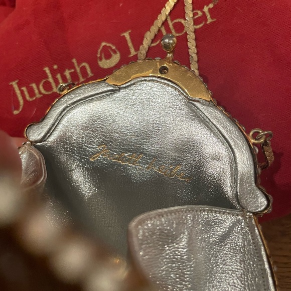 JUDITH LEIBER RARE “Chatelaine” Vintage Antique Gold Diamond Drop Shape Purse - Picture 8 of 13